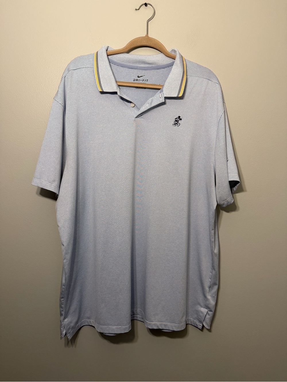 Nike Disney Light Blue Golf Polo with Yellow and Navy Trim